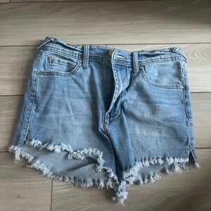 Celebrity Pink Light Blue Frayed Jean Shorts
